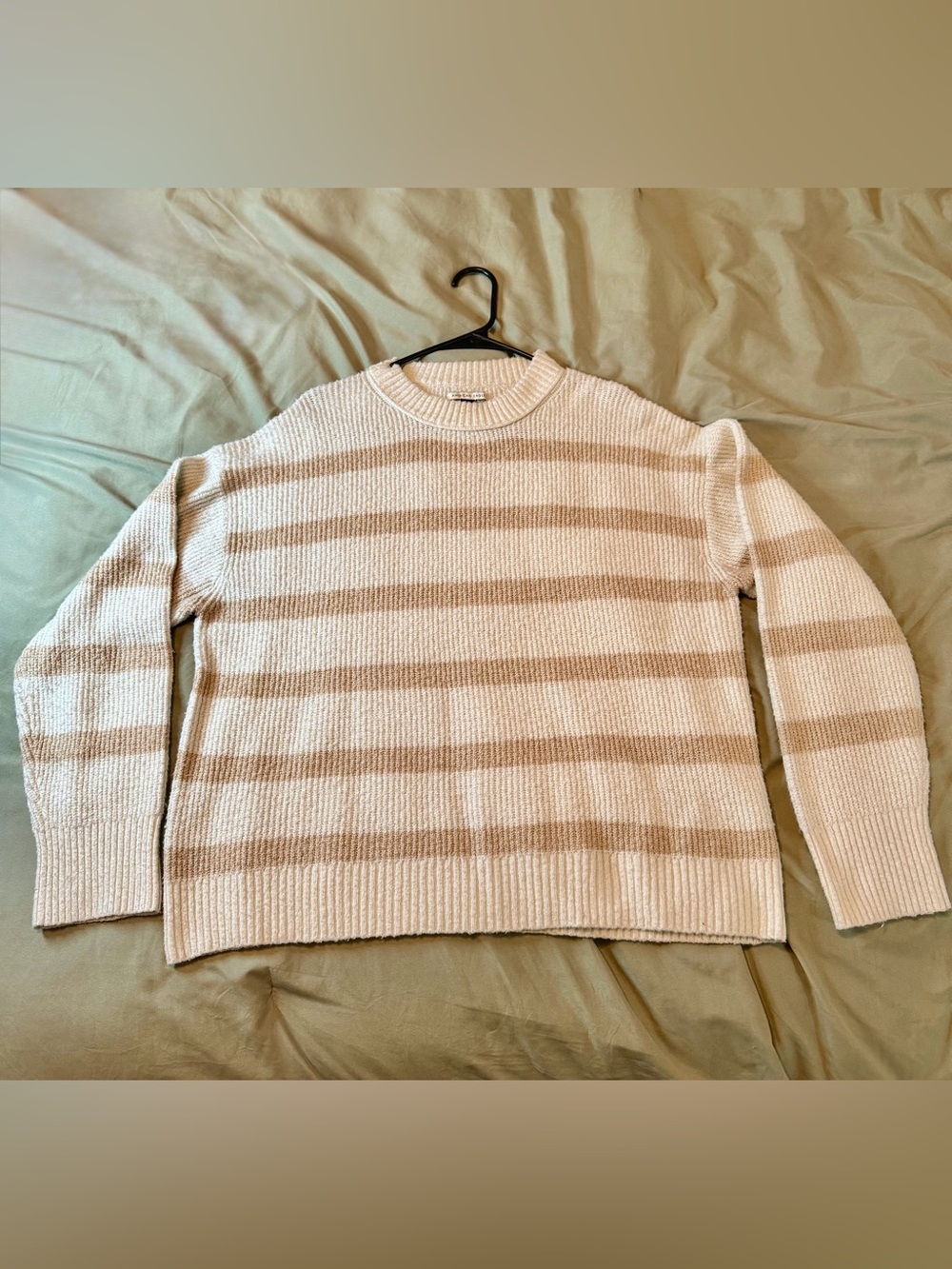 American Eagle Outfitters Cream & Beige Striped Knit Sweater
